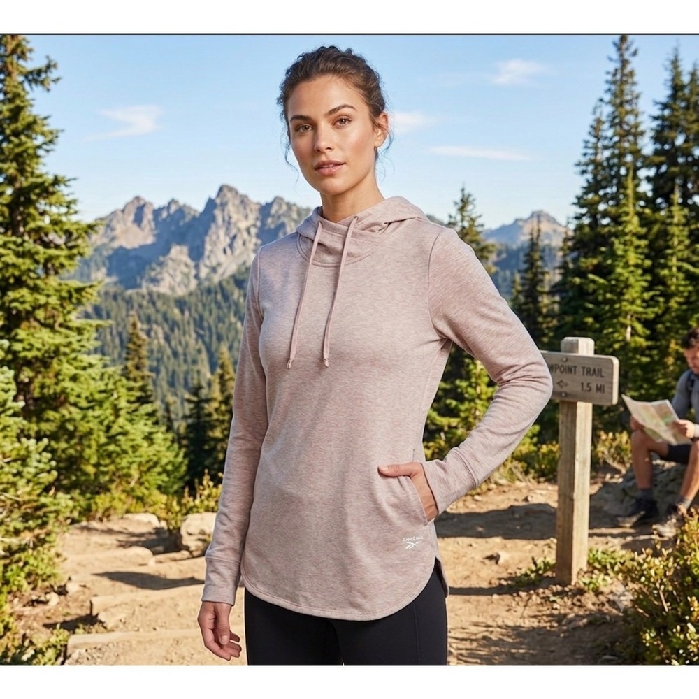 Reebok Heathered Dusty Pink Pullover Hoodie